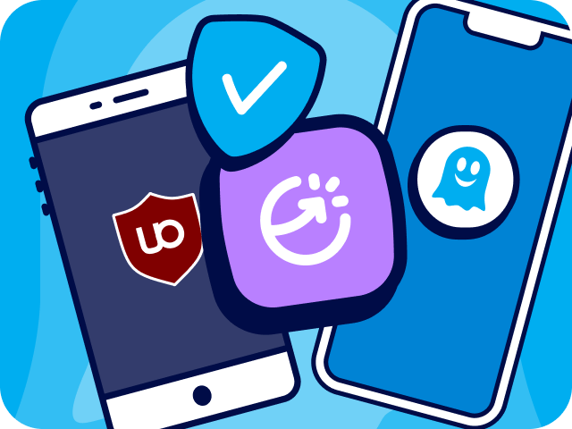 Illustration of privacy protection and ad blocking on mobile devices