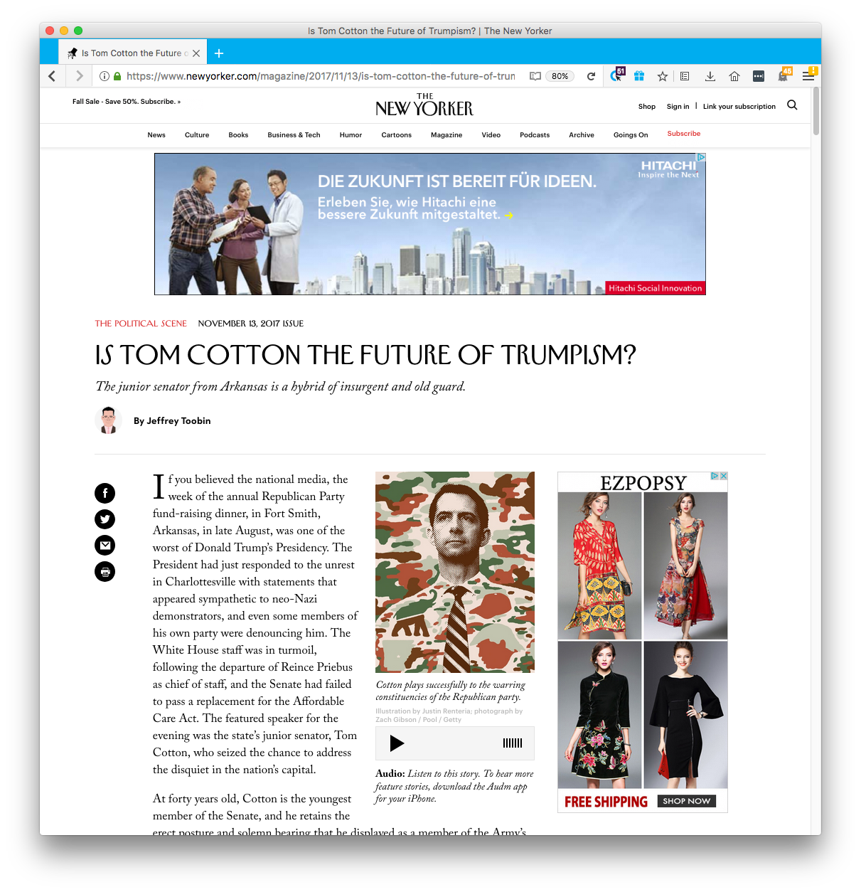 Figure 1: banner ads are intrusive and distracting. In this example they are placed right next to the content to get the users’ attention.