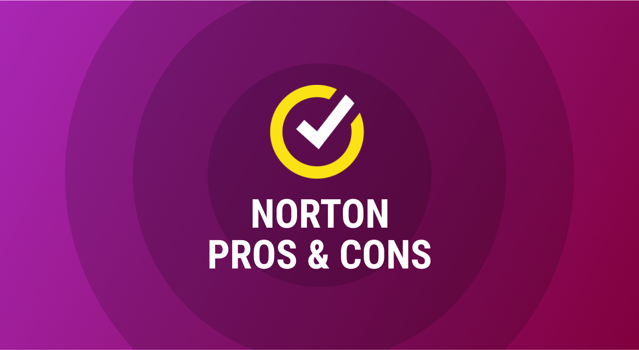 Norton logo and brand colors, text pros and cons